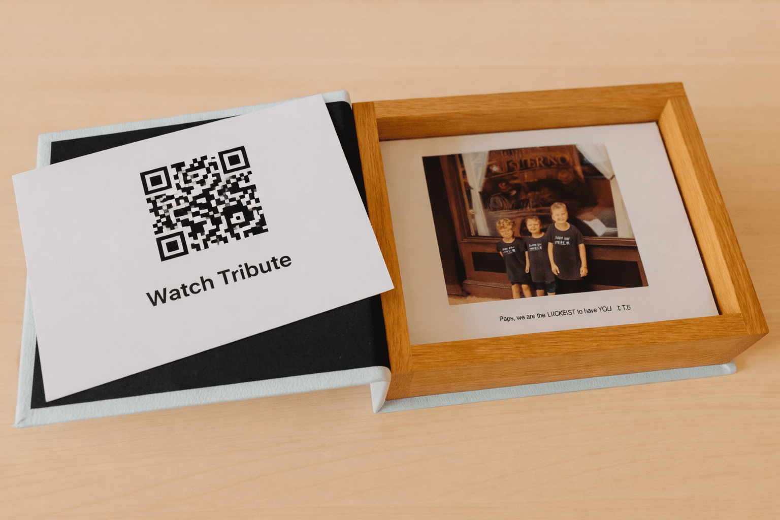 Tribute video on a retro boombox speaker gift